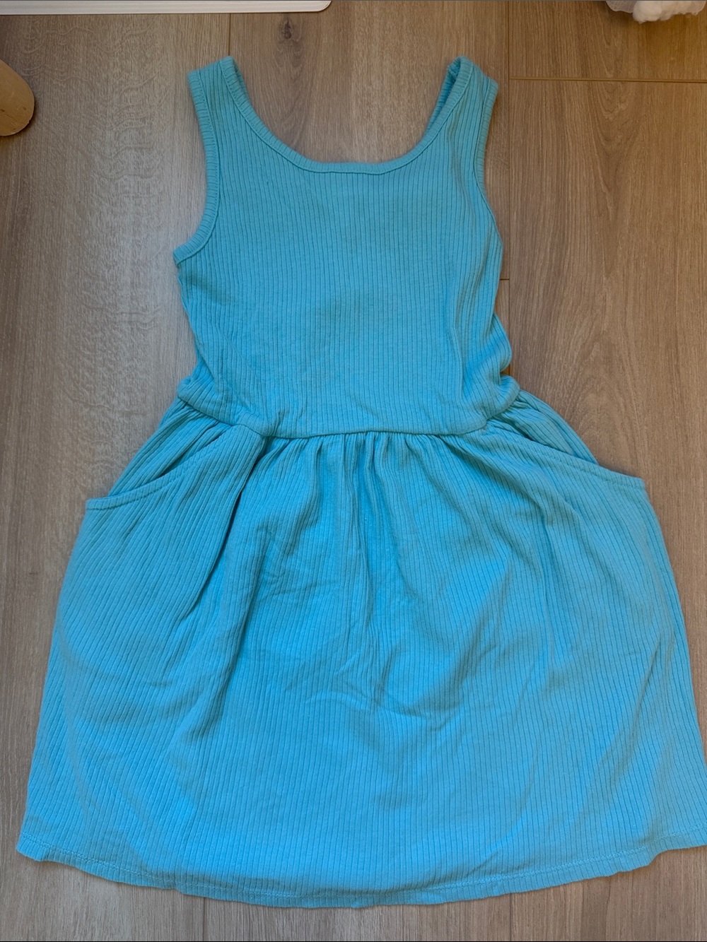 Cat & Jack Aqua Ribbed Tank Dress with Pockets